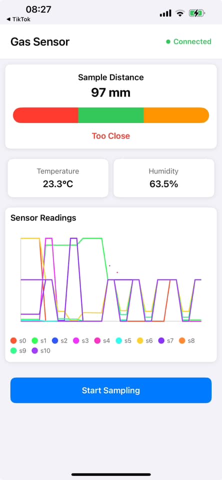 Live 11-sensor readings